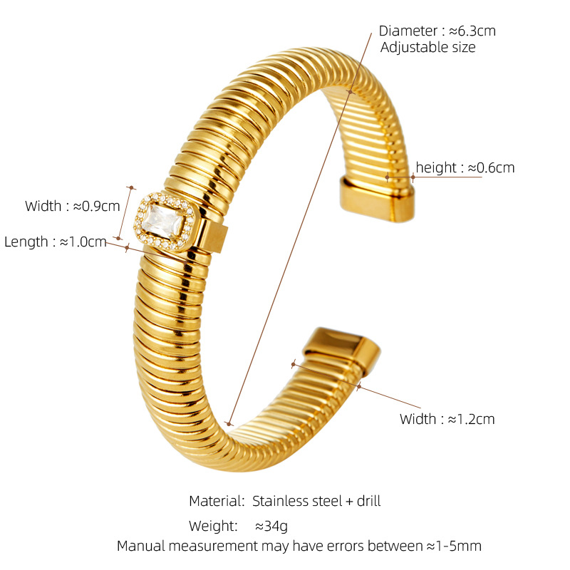 18K gold plated stainless steel diamond bracelet for women metal bracelet