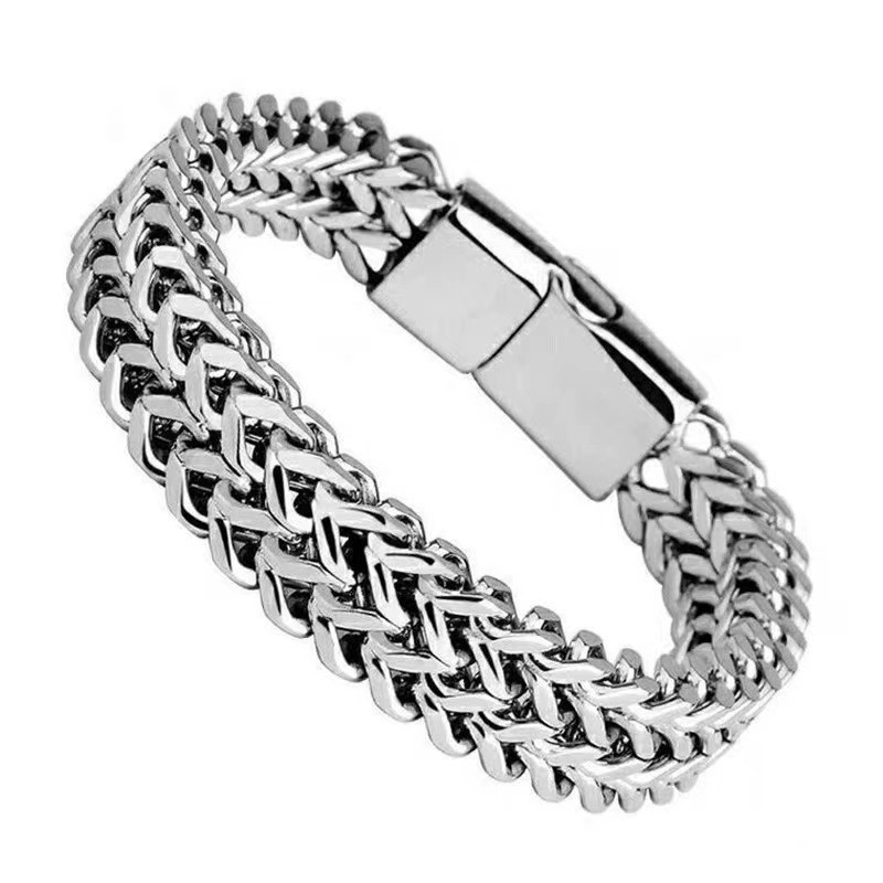 Stainless steel front and back men's bracelet