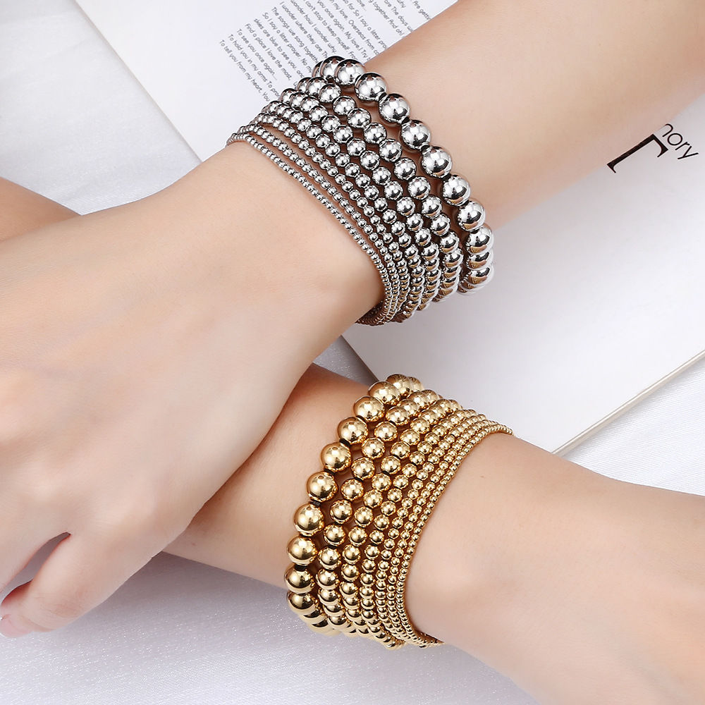 Stainless steel gold-plated waterproof and wear-resistant beaded bracelet